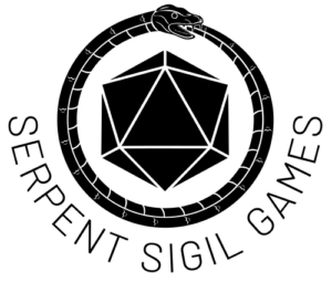 Serpent Sigil Games logo (a snake eating its tail surrounding a 20-sided-die)